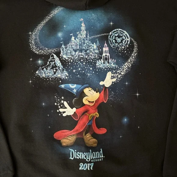 Disney Parks Disneyland 2017 Black Full Zip Up Hoodie Sweatshirt Adult Large - Picture 8 of 8